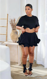 Ruffle Her Feathers Top (Black)