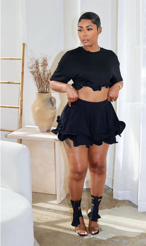Ruffle Her Feathers Top (Black)