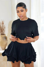 Ruffle Her Feathers Mini Skirt (Black)
