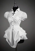 Keynia Asymmetrical Hem Ruched Shirt
