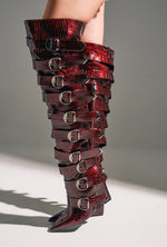 Scarlet Maroon Wedge Boot
