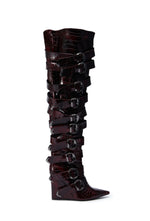 Scarlet Maroon Wedge Boot