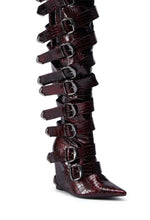 Scarlet Maroon Wedge Boot
