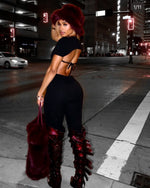 Scarlet Maroon Wedge Boot