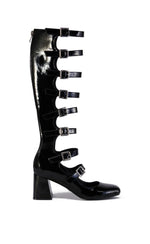 SCHOOL GIRL Black Patent Buckle Up Boot
