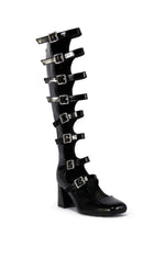 SCHOOL GIRL Black Patent Buckle Up Boot