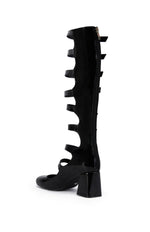 SCHOOL GIRL Black Patent Buckle Up Boot
