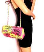 Graffiti Effect Medium 2 Way Quilted Shoulder Bag