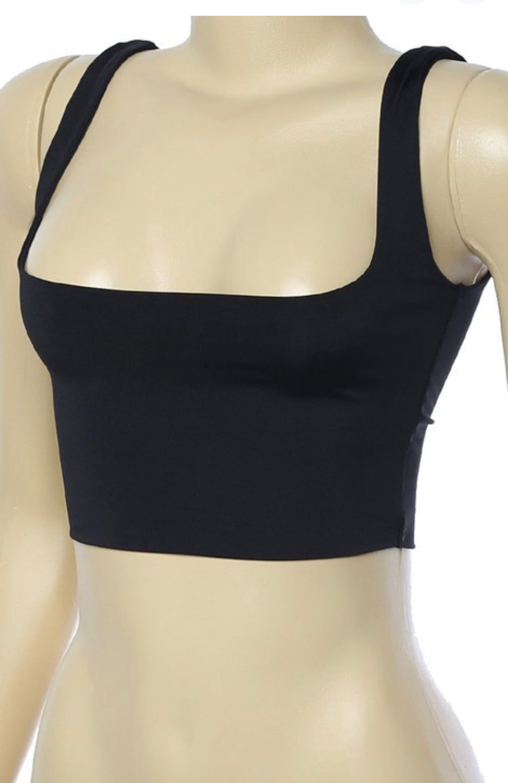 Square Neck Crop Top (Black)
