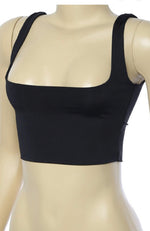 Square Neck Crop Top (Black)