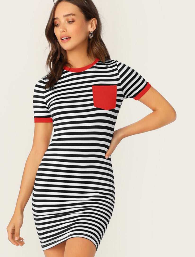 Striped Out Dress (Red)