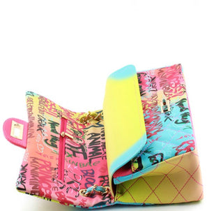 Multi Graffiti Crossbody Handbag