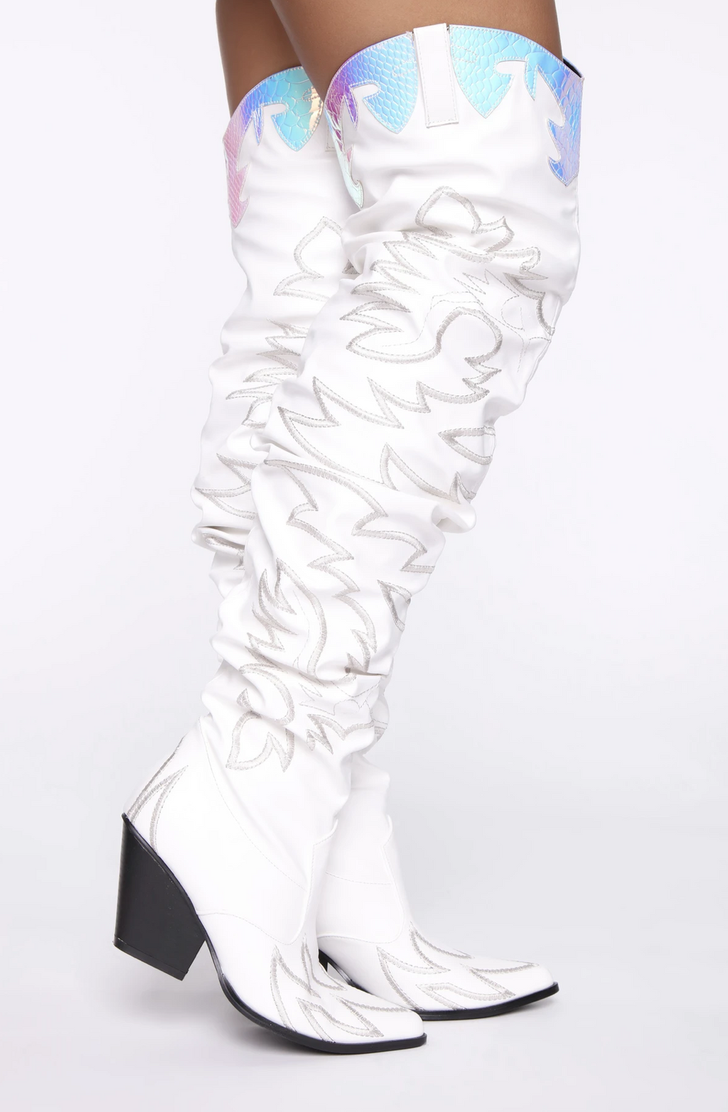 Cape Robbin Western Over The Knee Boots (White)
