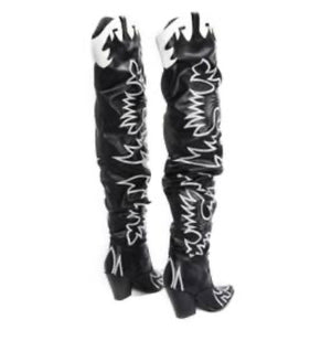 Cape Robbin Western Over The Knee Boots (Black /White)