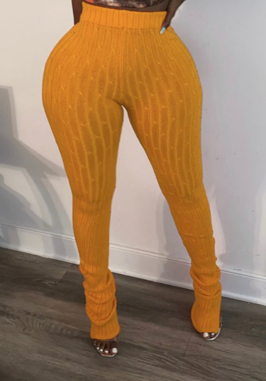 Seamless Ribbed Leggings ( Mustard )