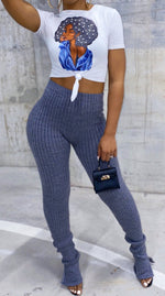 Seamless Ribbed Leggings  (Charcoal)