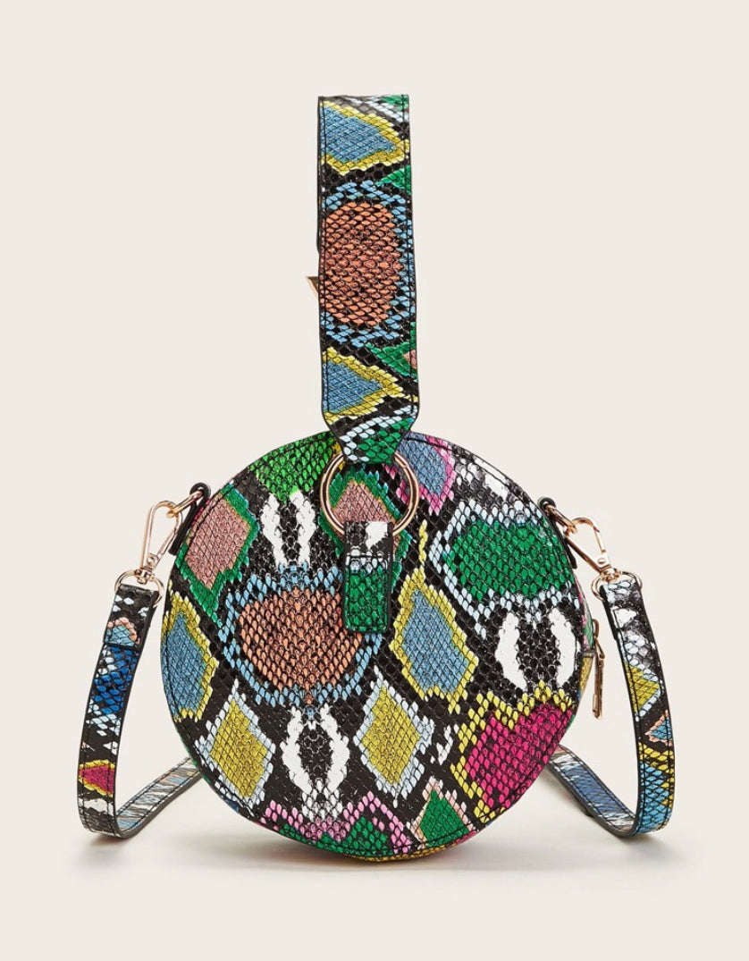 Multi Snake Skin Circle Bag