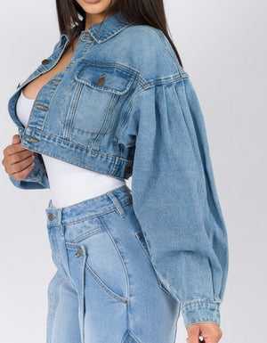 BALLOON SLEEVE SHORT LENGTH DENIM JACKET