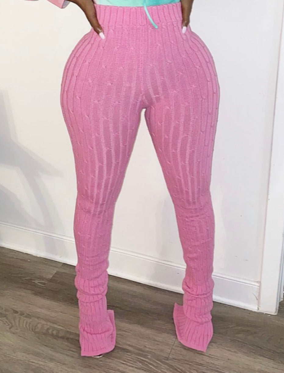 Seamless Ribbed Leggings (Light Pink)