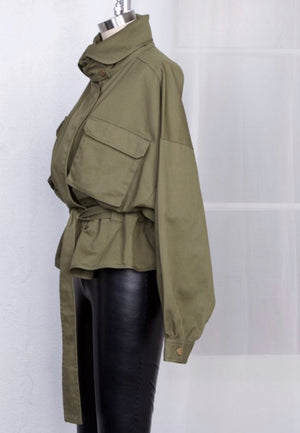 Belted Anorak Jacket (Olive)