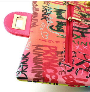 Multi Graffiti Crossbody Handbag