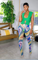 Swirl Stocking Leggings (Blue)