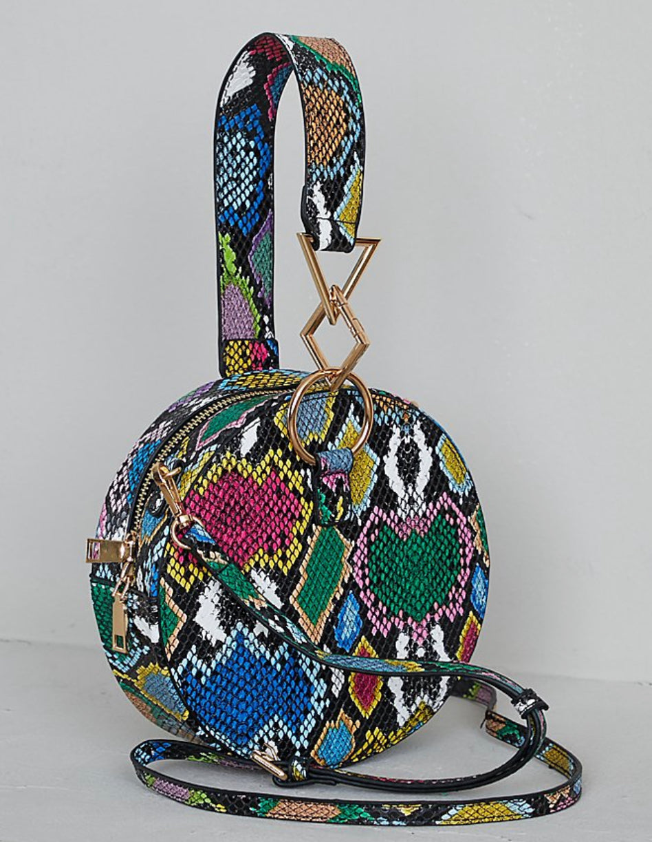 Multi Snake Skin Circle Bag