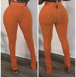 Seamless Ribbed Leggings (Tomato Orange)