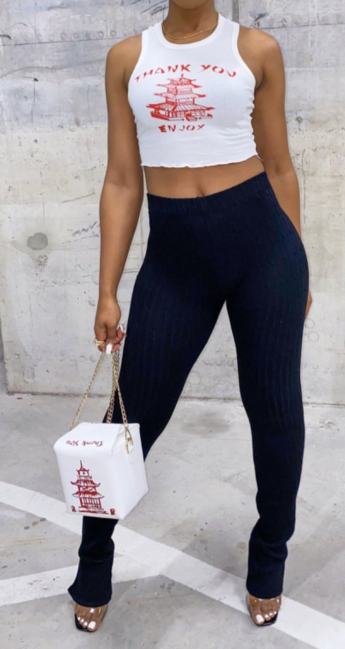 Seamless Ribbed Leggings (Black)