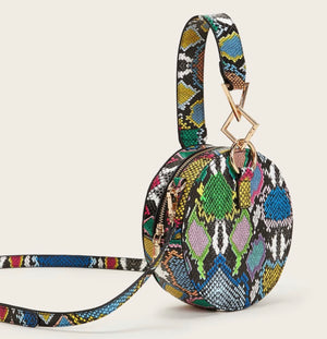 Multi Snake Skin Circle Bag