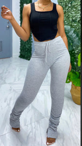 Hugging My Curves Ruched Pants (Grey)