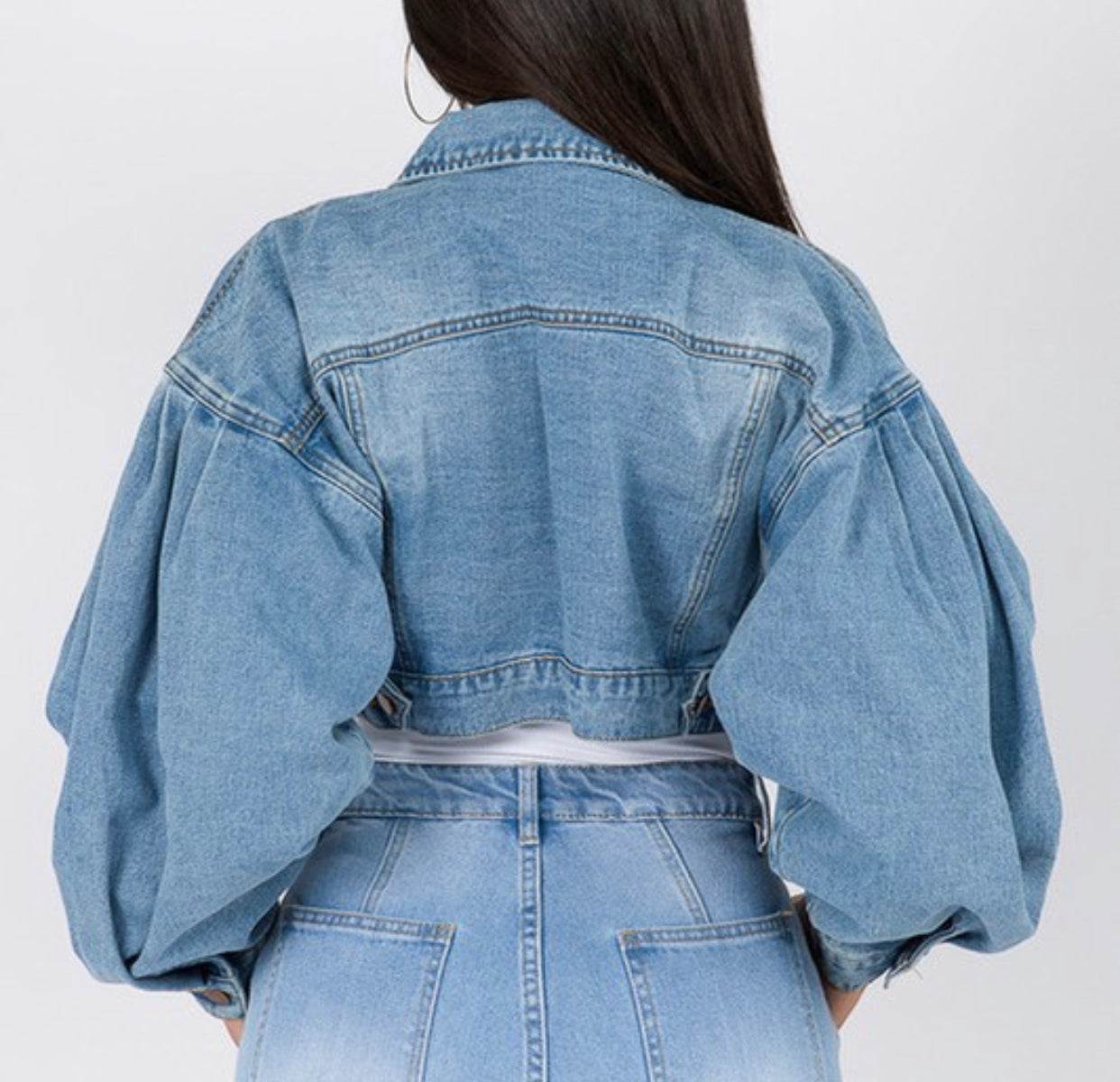 BALLOON SLEEVE SHORT LENGTH DENIM JACKET