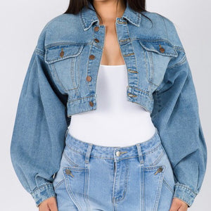 BALLOON SLEEVE SHORT LENGTH DENIM JACKET
