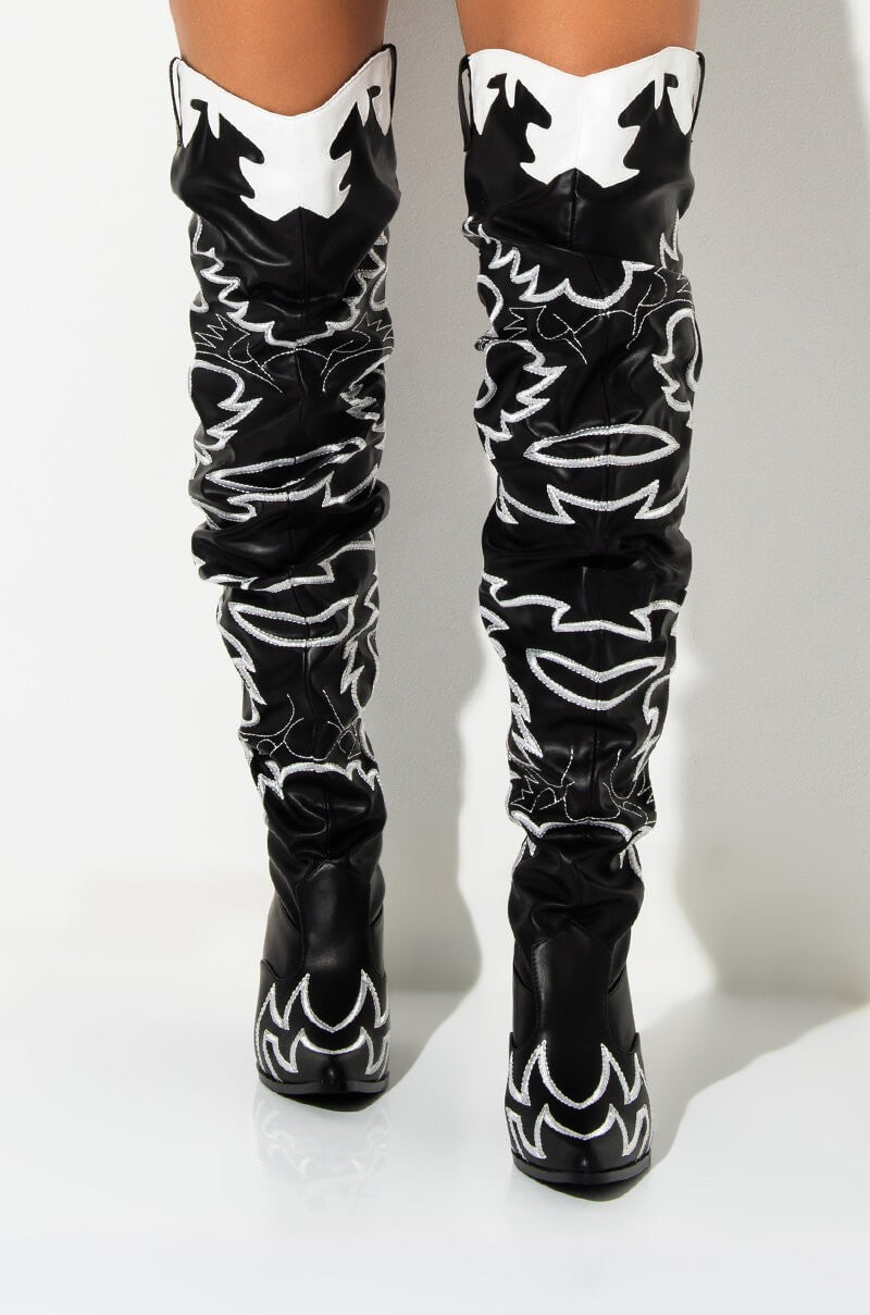 Cape Robbin Western Over The Knee Boots (Black /White)