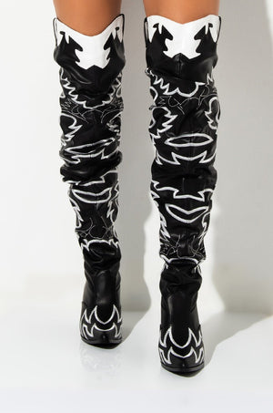 Cape Robbin Western Over The Knee Boots (Black /White)