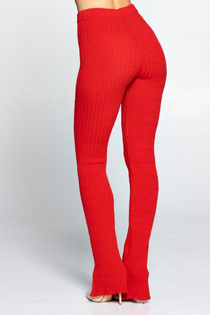 Seamless Ribbed Leggings (Red)