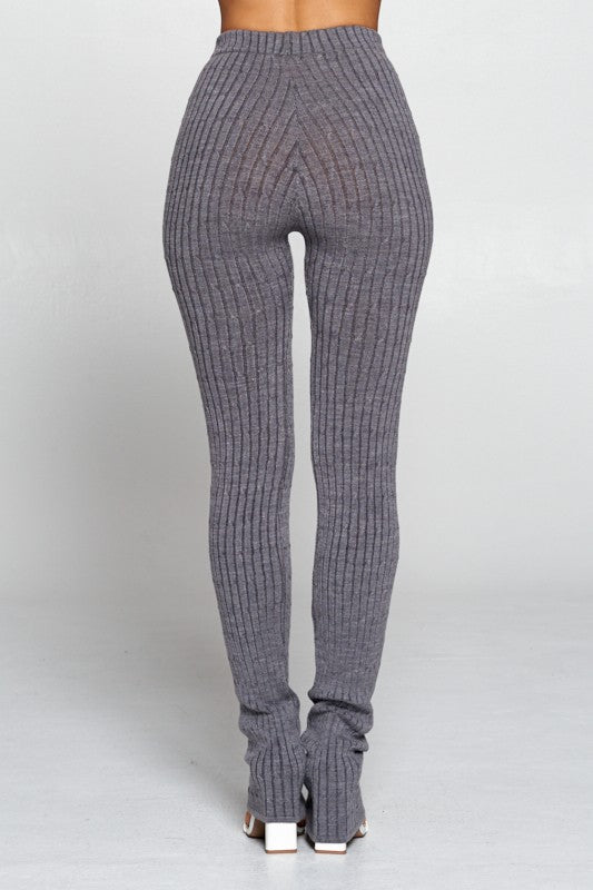 Seamless Ribbed Leggings  (Charcoal)