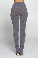 Seamless Ribbed Leggings  (Charcoal)
