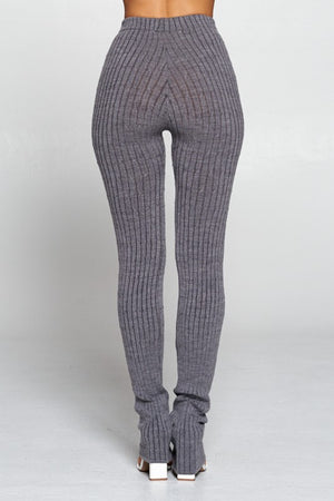 Seamless Ribbed Leggings  (Charcoal)