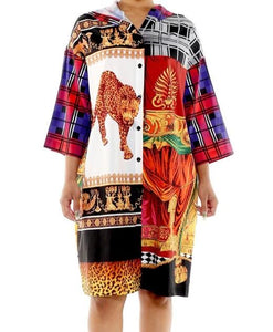 Multi Color Hoodie Cardigan (Safari Print)