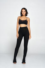 Seamless Ribbed Leggings (Black)