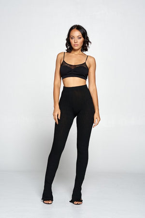 Seamless Ribbed Leggings (Black)