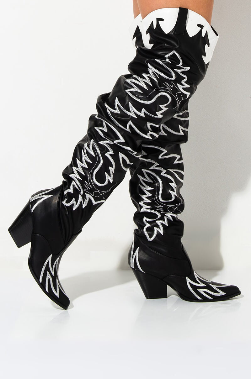 Cape Robbin Western Over The Knee Boots (Black /White)
