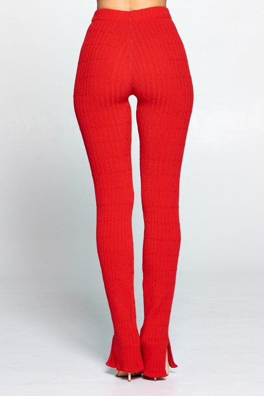 Seamless Ribbed Leggings (Red)
