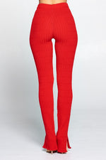 Seamless Ribbed Leggings (Red)