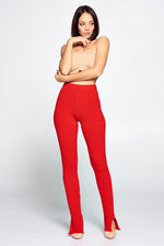 Seamless Ribbed Leggings (Red)